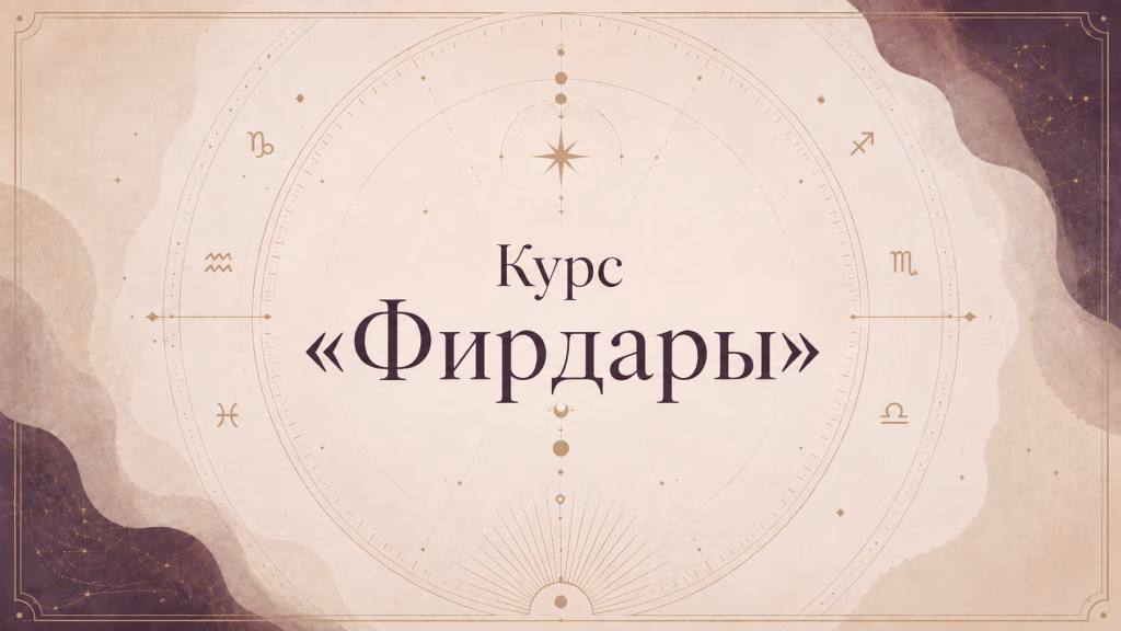 Обложка курса «Фирдары» с названием на фоне стилизованной астрологической схемы