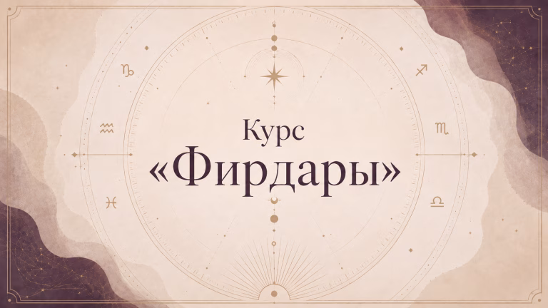 Обложка курса «Фирдары» с названием на фоне стилизованной астрологической схемы