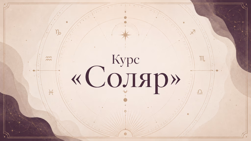 Обложка курса «Соляр» с названием на фоне стилизованной астрологической карты
