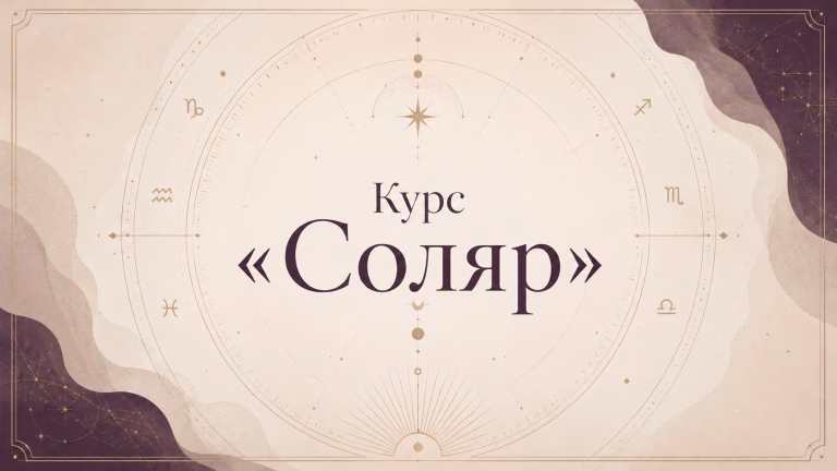 Обложка курса «Соляр» с названием на фоне стилизованной астрологической карты